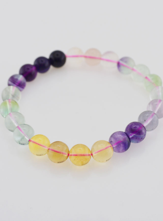 Bracciale in Pietra Naturale di Fluorite Multicolore AA - 8mm (pic 2)