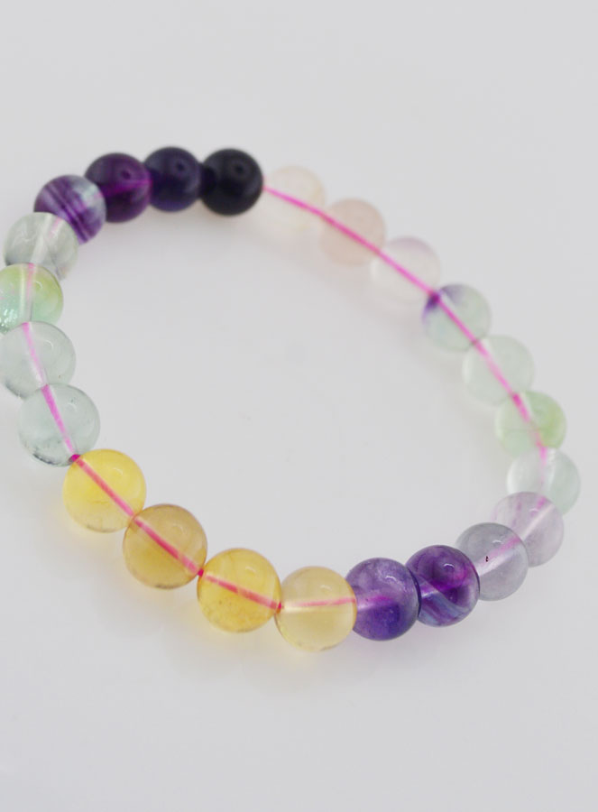 Bracciale in Pietra Naturale di Fluorite Multicolore AA - 8mm (pic 3)