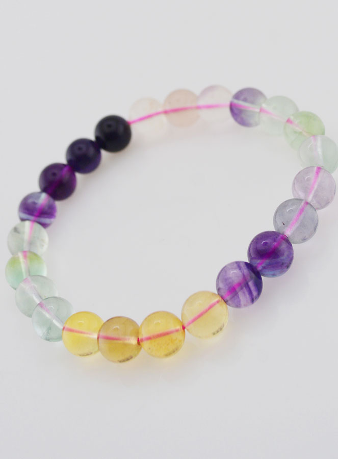 Bracciale in Pietra Naturale di Fluorite Multicolore AA - 8mm (pic 4)