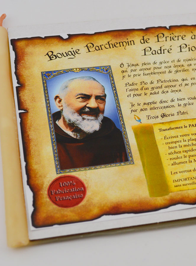 Candela Pergamena di Preghiera alla Cera d’Incenso - Padre Pio (pic 3)