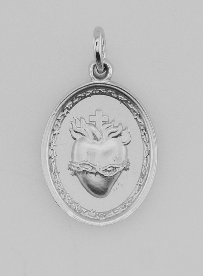 Medaglia in Argento Cuore Sacro di Gesù - 19mm (pic 1)