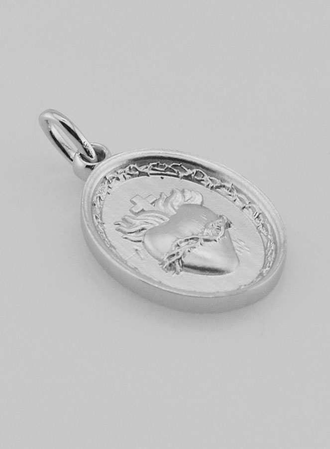 Medaglia in Argento Cuore Sacro di Gesù - 19mm (pic 3)