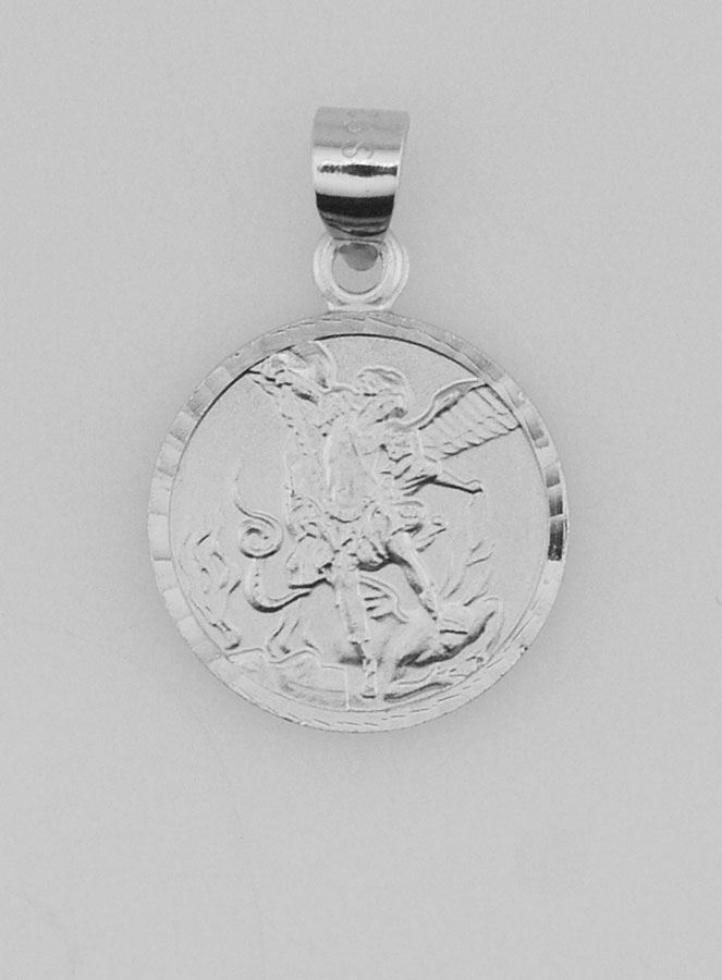 Medaglia San Michele Arcangelo in Argento Massiccio - 14 mm (pic 1)