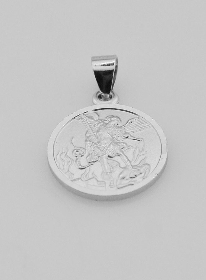 Medaglia San Michele Arcangelo in Argento Massiccio - 14 mm (pic 2)