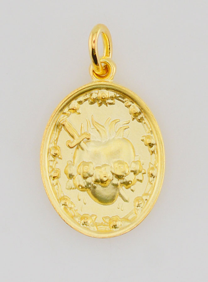 Medaglia Placcata Oro Cuore Immacolato di Maria - 19mm (pic 1)