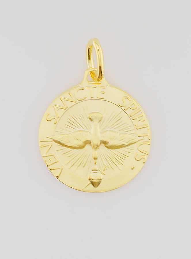 Medaglia Placcata Oro Spirito Santo & Inno - 18mm (pic 1)