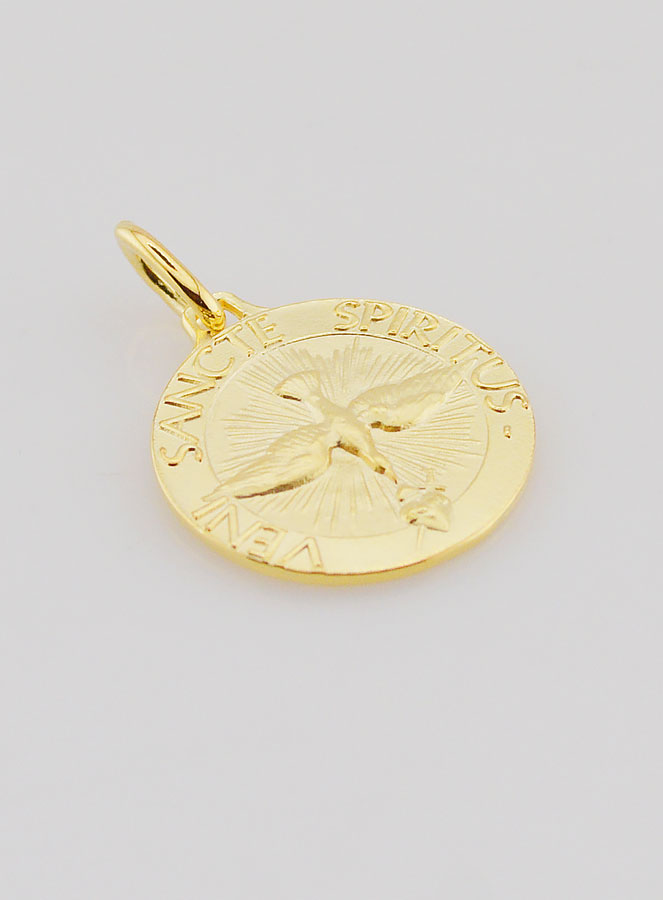 Medaglia Placcata Oro Spirito Santo & Inno - 18mm (pic 3)