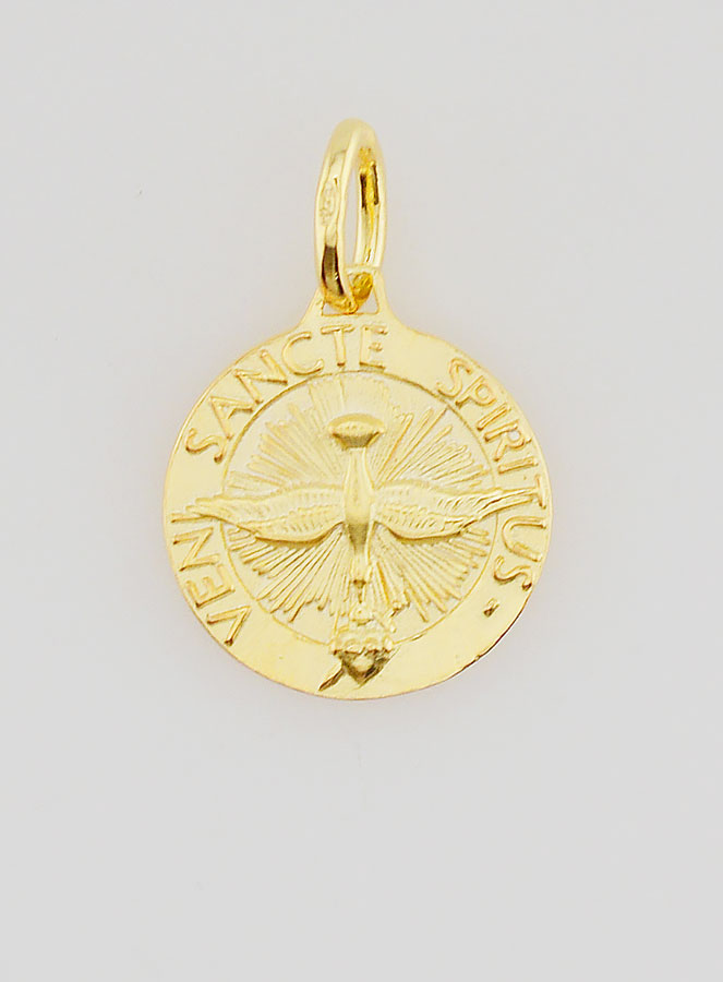 Medaglia Placcata Oro Spirito Santo & Inno - 18mm (pic 1)