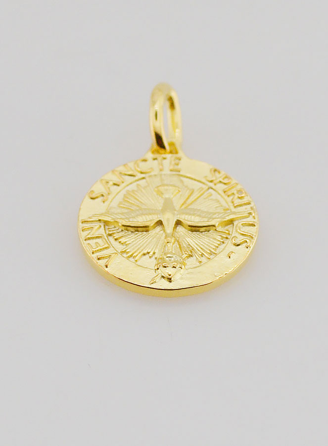 Medaglia Placcata Oro Spirito Santo & Inno - 18mm (pic 2)