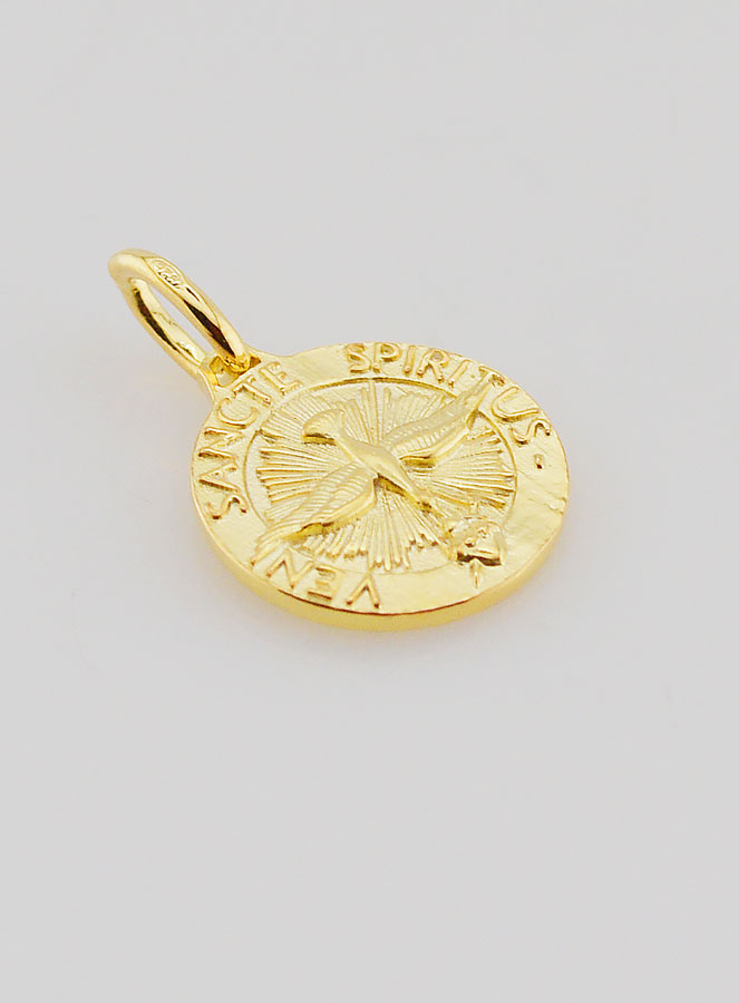 Medaglia Placcata Oro Spirito Santo & Inno - 18mm (pic 3)