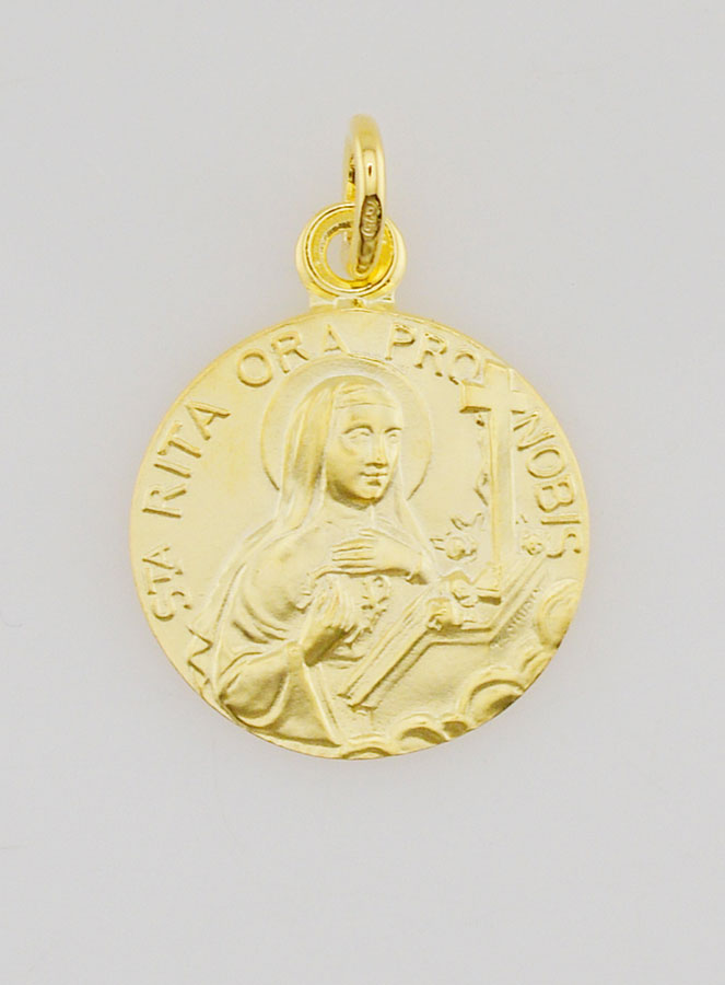 Medaglia Placcata Oro 18mm - Santa Rita (pic 1)