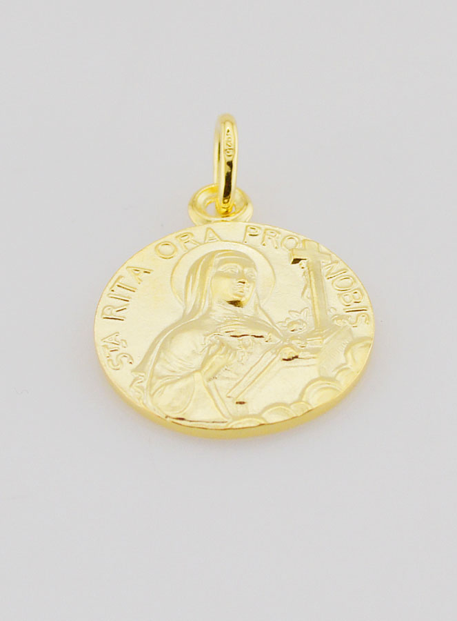 Medaglia Placcata Oro 18mm - Santa Rita (pic 2)