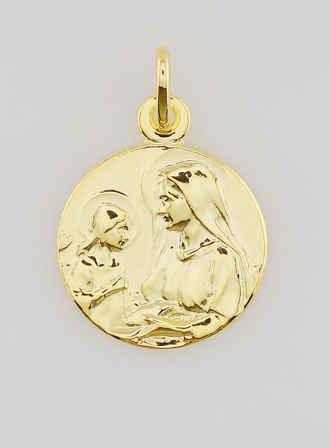 Medaglia Sant’Anna e Maria Bambina in Oro Placcato – 16 mm (pic 1)