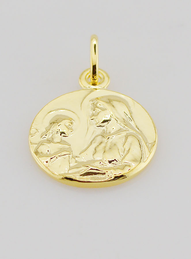 Medaglia Sant’Anna e Maria Bambina in Oro Placcato – 16 mm (pic 2)