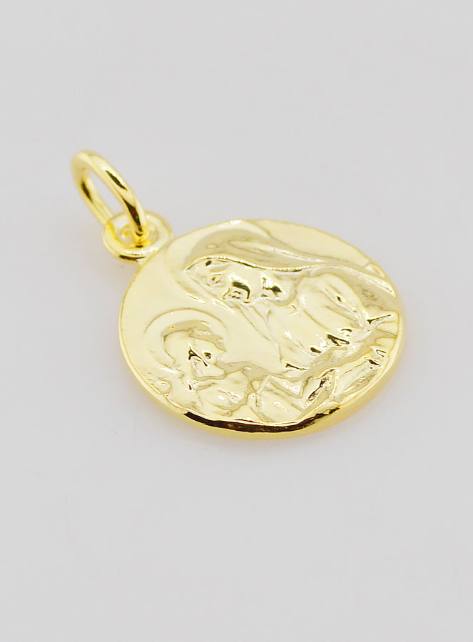 Medaglia Sant’Anna e Maria Bambina in Oro Placcato – 16 mm (pic 3)