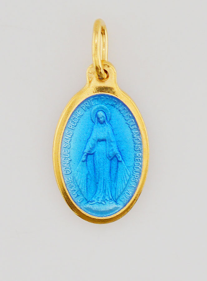 Medaglia Miracolosa in Argento Dorato & Smalto - 17mm (pic 1)