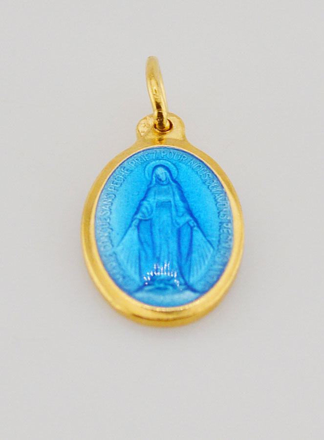 Medaglia Miracolosa in Argento Dorato & Smalto - 17mm (pic 2)