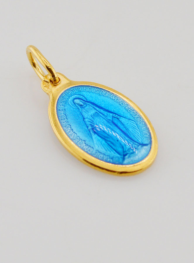 Medaglia Miracolosa in Argento Dorato & Smalto - 17mm (pic 4)