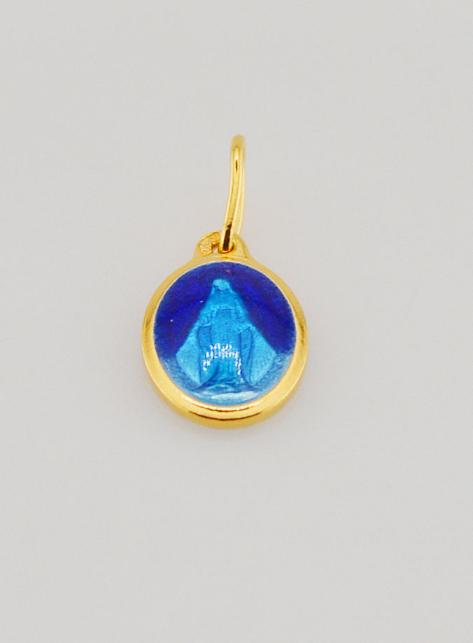 Medaglia Miracolosa in Argento Dorato & Smalto - 10mm (pic 2)