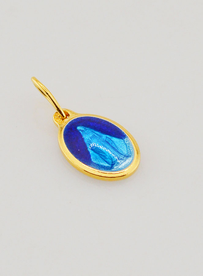 Medaglia Miracolosa in Argento Dorato & Smalto - 10mm (pic 3)
