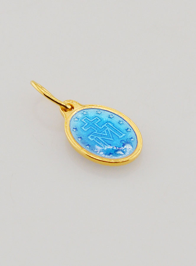 Medaglia Miracolosa in Argento Dorato & Smalto - 10mm (pic 4)