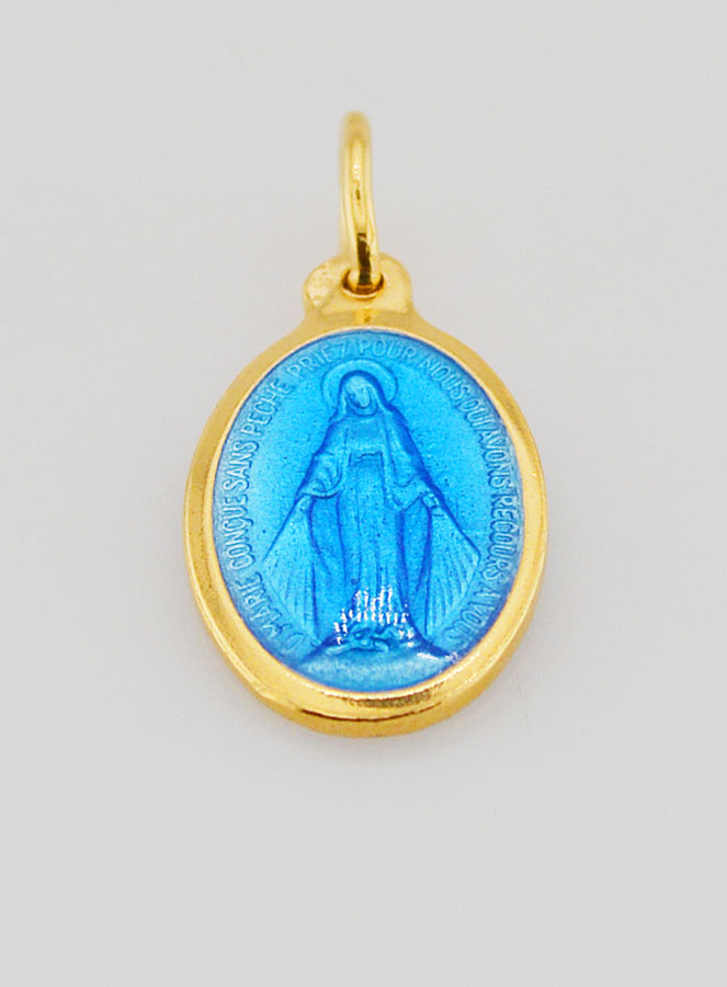 Medaglia Miracolosa Smalto Blu - 17mm (pic 2)