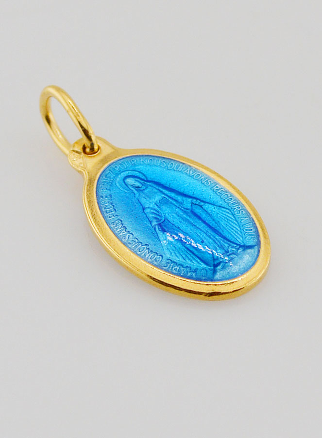 Medaglia Miracolosa Smalto Blu - 17mm (pic 3)