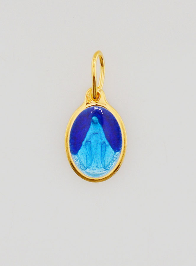 Medaglia Miracolosa Smalto Blu - 10mm (pic 1)