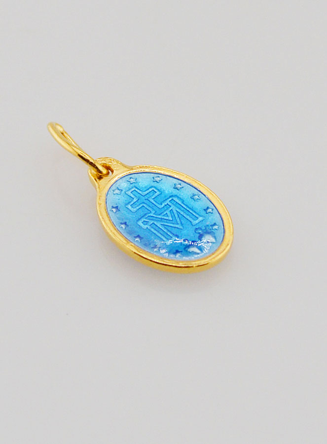 Medaglia Miracolosa Smalto Blu - 10mm (pic 4)