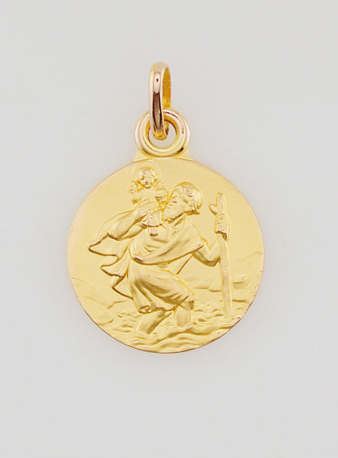 Medaglia Placcata Oro San Cristoforo - 14mm (pic 1)