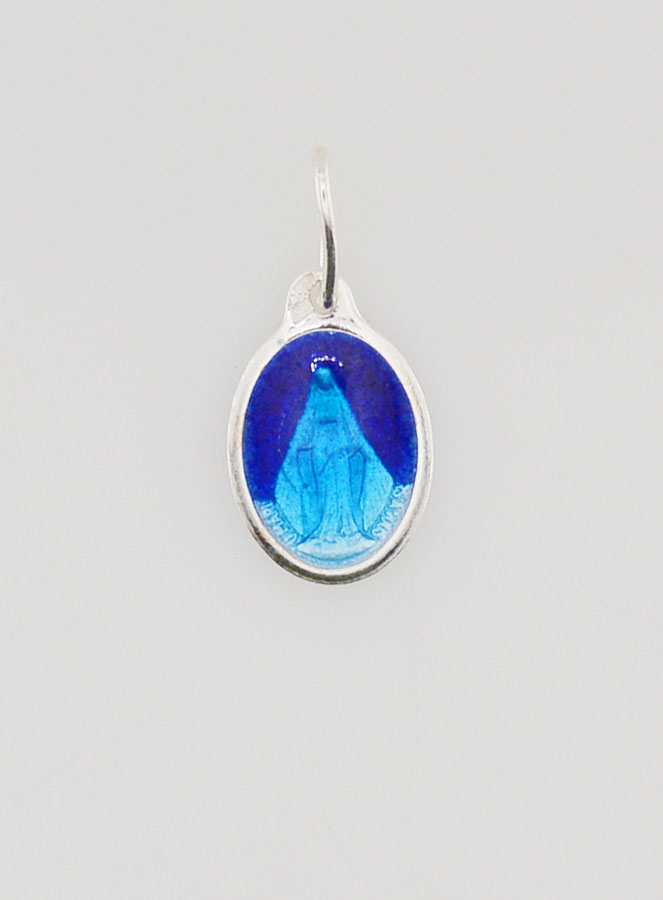 Medaglia Miracolosa in Argento & Smalto Blu - 10mm (pic 1)