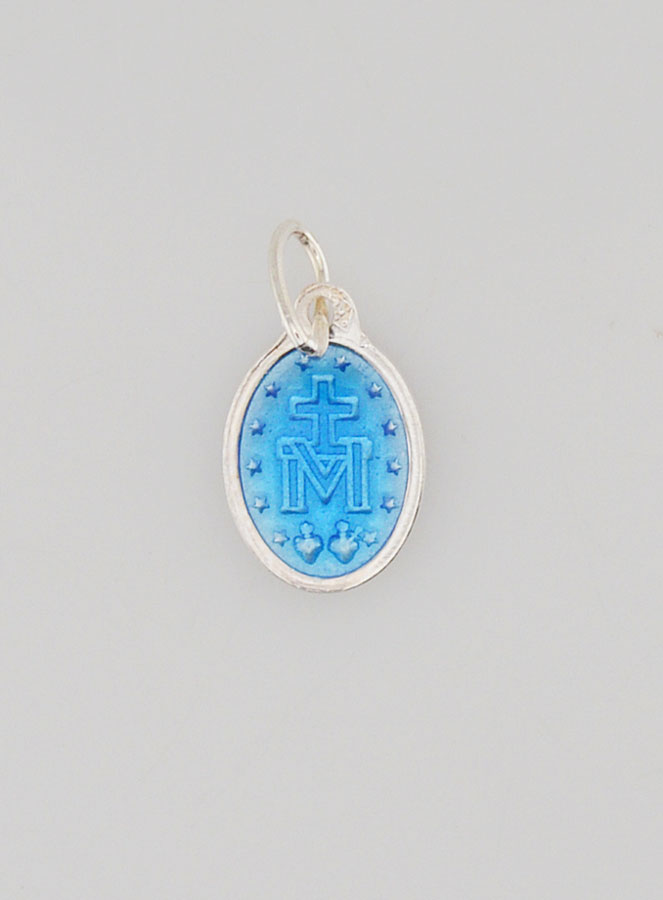 Medaglia Miracolosa in Argento & Smalto Blu - 10mm (pic 2)