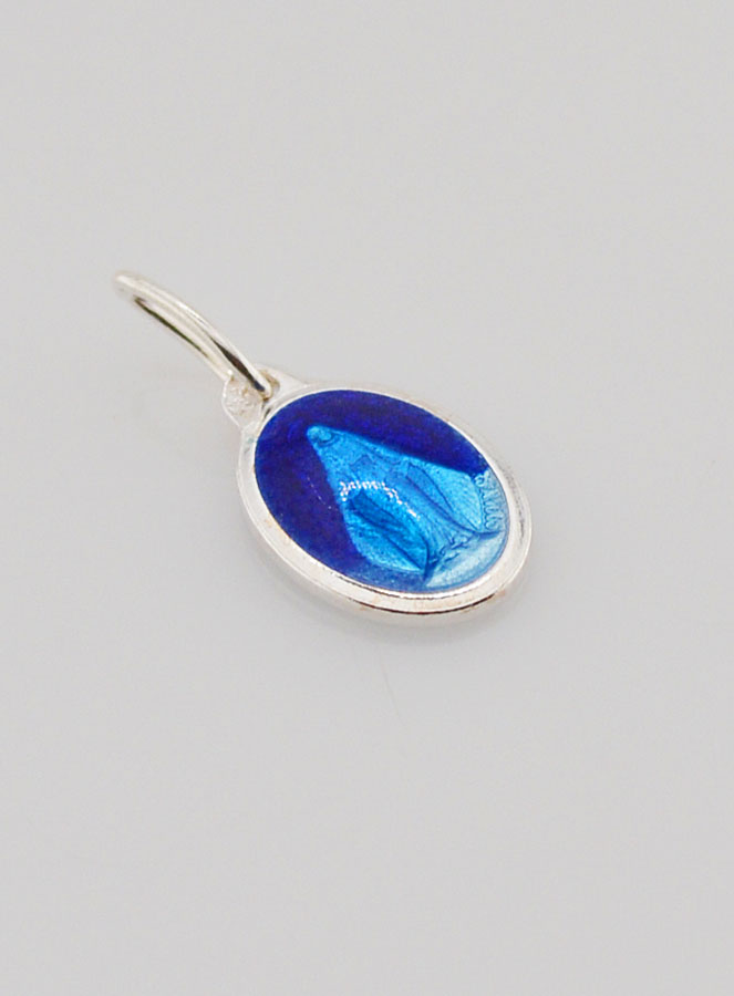 Medaglia Miracolosa in Argento & Smalto Blu - 10mm (pic 3)