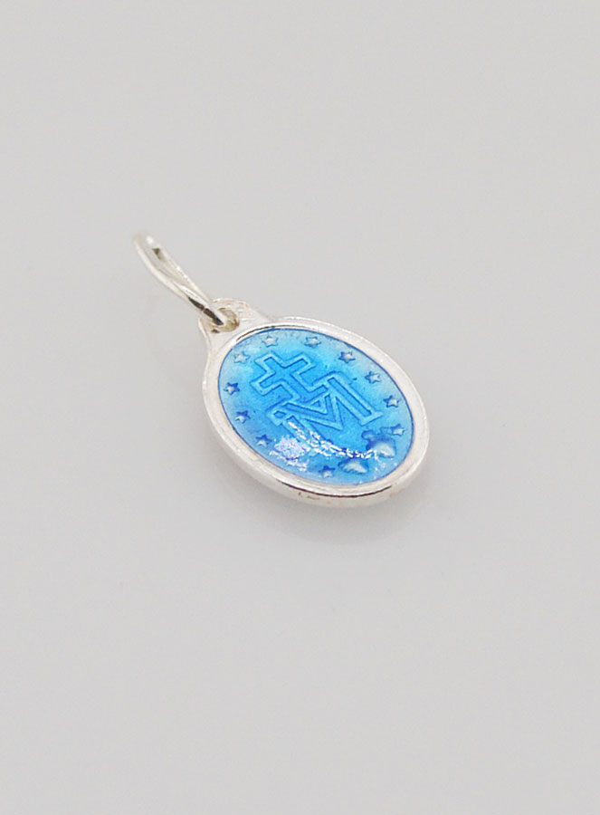 Medaglia Miracolosa in Argento & Smalto Blu - 10mm (pic 4)