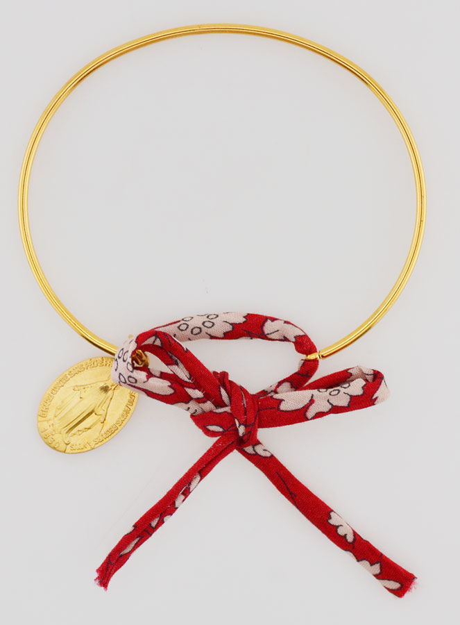 Bracciale Rigido Liberty Rosso & Medaglia Miracolosa (pic 1)