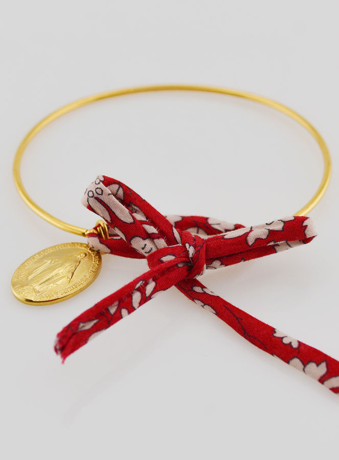 Bracciale Rigido Liberty Rosso & Medaglia Miracolosa (pic 2)
