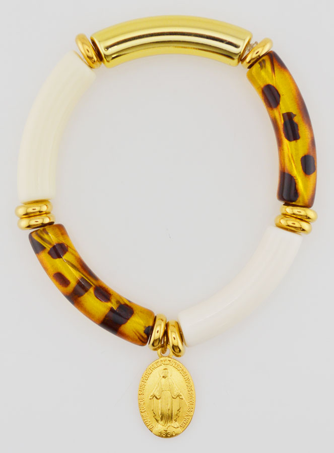 Bracciale Religioso con Medaglia Miracolosa - Leopardato (pic 1)
