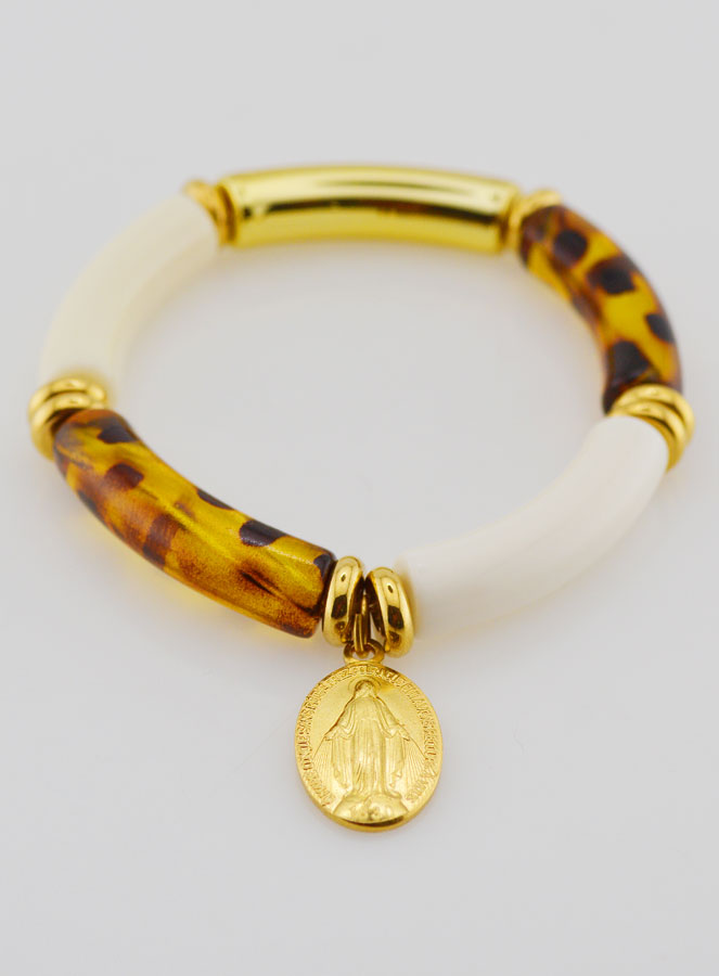 Bracciale Religioso con Medaglia Miracolosa - Leopardato (pic 2)