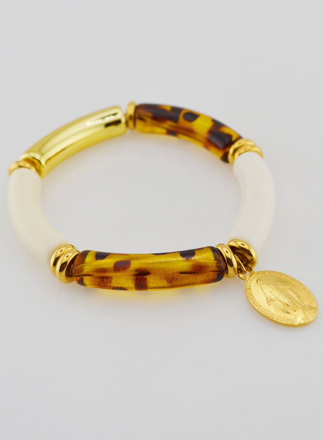 Bracciale Religioso con Medaglia Miracolosa - Leopardato (pic 4)