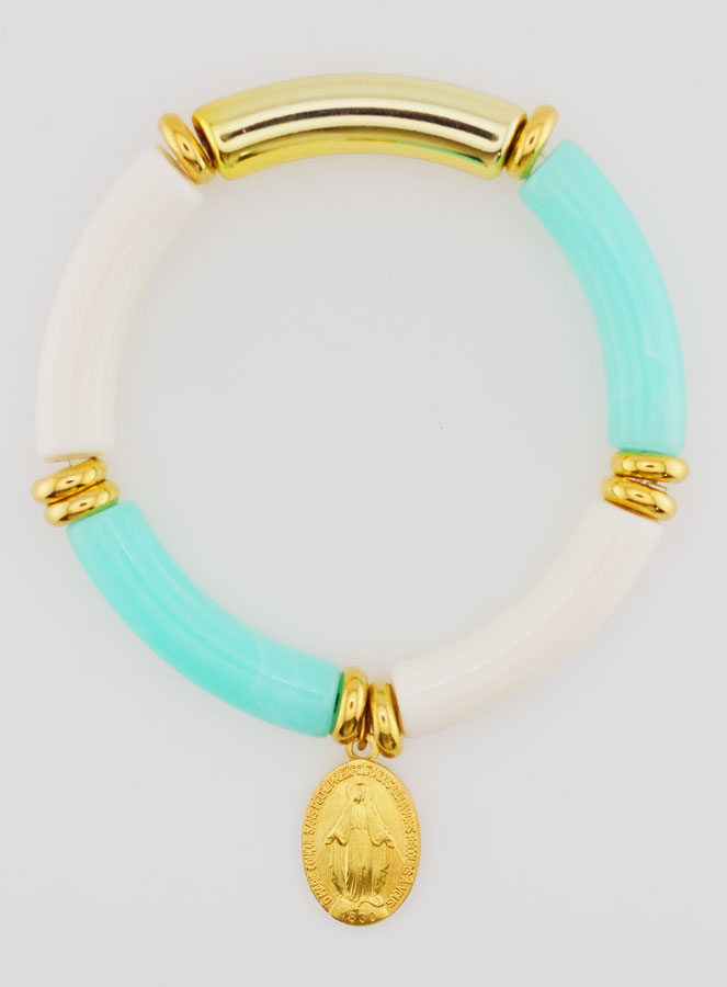 Bracciale Religioso con Medaglia Miracolosa - Turchese (pic 1)