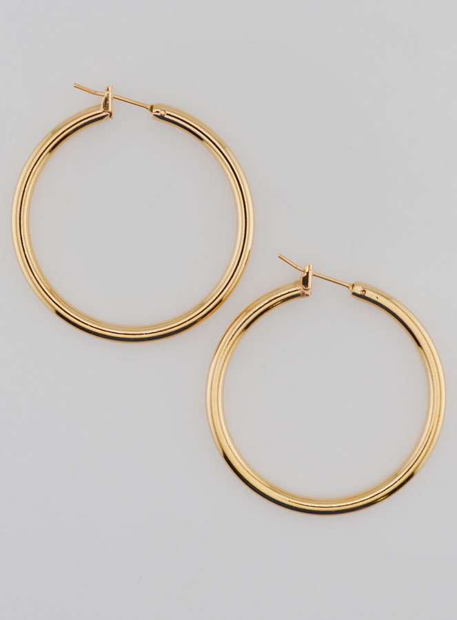 Orecchini a Cerchio Tubo 3mm in Placcato Oro – 40mm (pic 1)