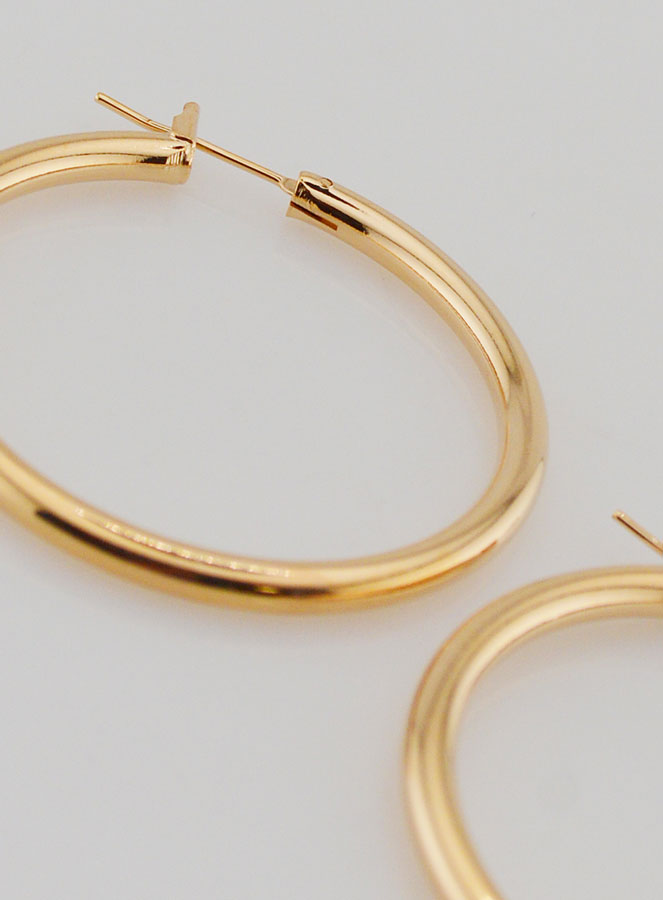 Orecchini a Cerchio Tubo 3mm in Placcato Oro – 40mm (pic 3)