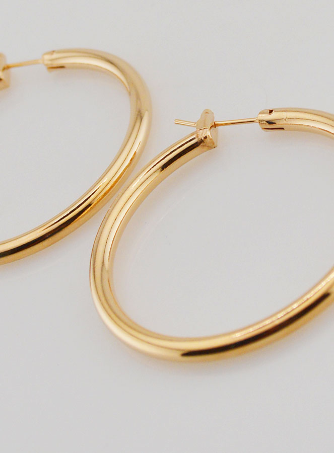 Orecchini a Cerchio Tubo 3mm in Placcato Oro – 40mm (pic 4)