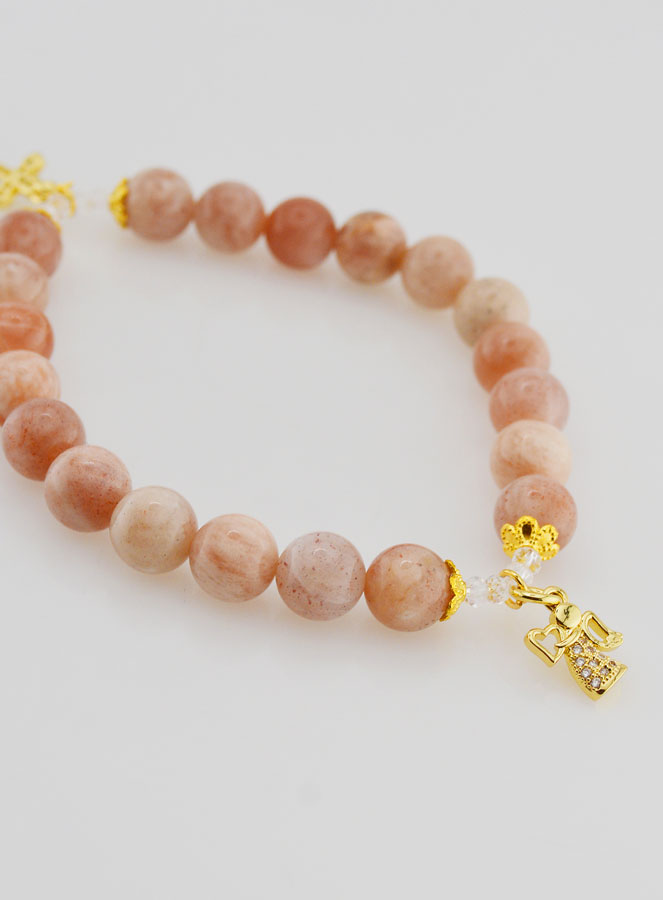 Bracciale in Pietra del Sole 8mm – Angelo e Croce (pic 4)