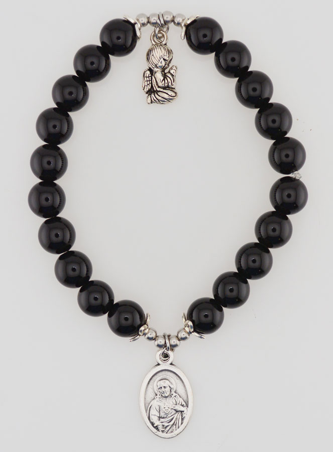 Bracciale in Agata Nera 8mm – Madonna del Monte Carmelo (pic 1)