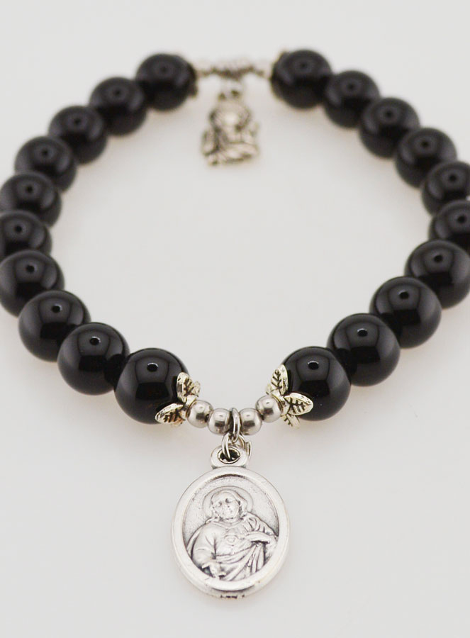 Bracciale in Agata Nera 8mm – Madonna del Monte Carmelo (pic 2)