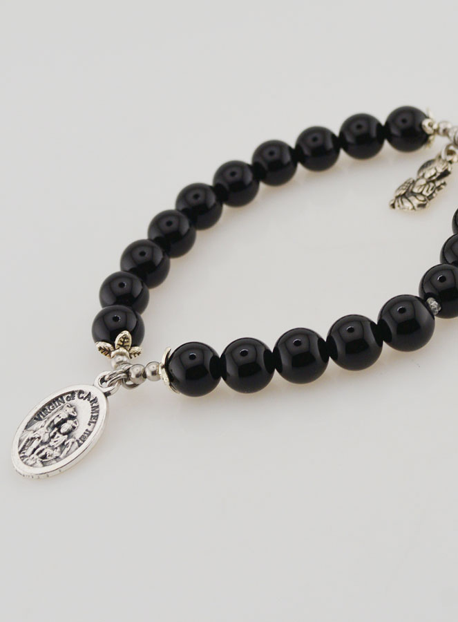 Bracciale in Agata Nera 8mm – Madonna del Monte Carmelo (pic 3)