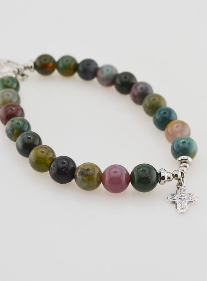 Bracciale in Agata Indiana 8mm - Padre Pio & Santa Trinità (pic 4)