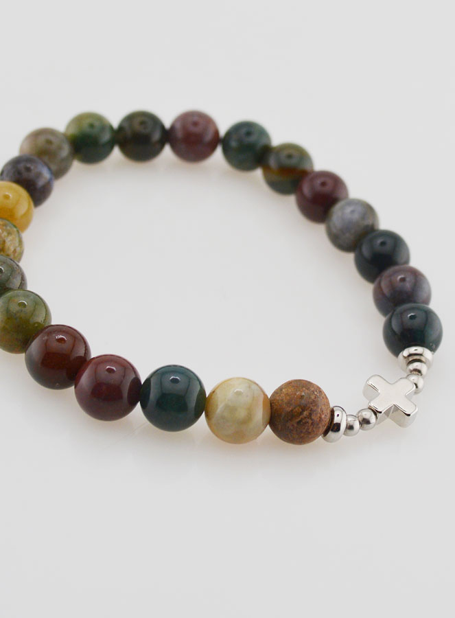 Bracciale Religioso in Agata Indiana 8mm & Croce (pic 4)