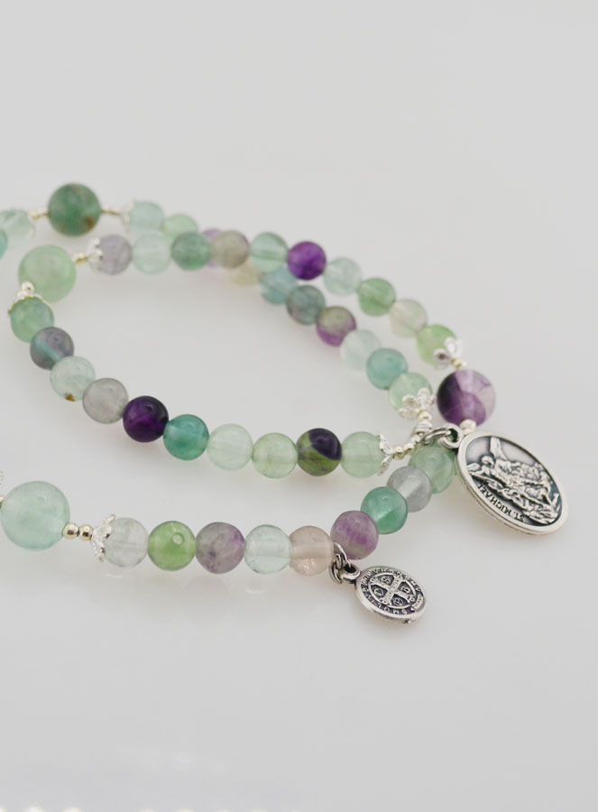 Bracciale Rosario in Fluorite - San Michele & San Benedetto (pic 4)